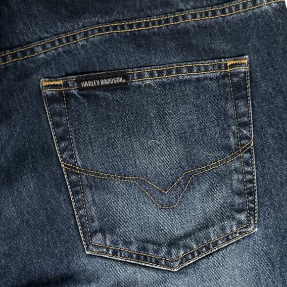 Harley-Davidson Straight Leg Relaxed Fit Jeans Men’s Dark Wash Denim Size 42X30 - Picture 5 of 7
